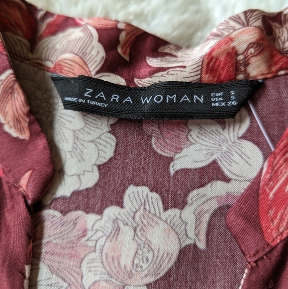 Zara voluminous floral printed blouse top small - Picture 10 of 14